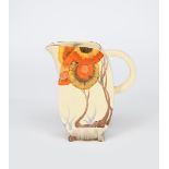 'Rhodanthe' a Clarice Cliff Bizarre Bonjour water-jug, painted in colours printed factory mark,