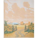 John Hall Thorpe (1874-1947) The Open Gate woodcut in colours on paper, framed signed and titled