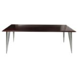 An Aleph M (Serie Lang) table designed by Philippe Starck, rectangular polished quartered mahogany