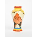 'Mountain' a Clarice Cliff Bizarre Meiping vase, painted in colours printed factory mark, 22cm.