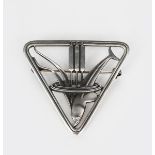 A Georg Jensen silver brooch designed by Arno Malinowski, model no.257, triangular frame cast with a