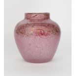 A large Moncrieff's Monart Ware glass vase, shouldered form, mottled pink glass with whorls to