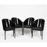 A set of four Driade Aleph Pratfall bucket chairs designed by Philippe Starck, the black