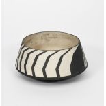 Martin Smith (born 1950) a raku bowl, earthenware tapering cylindrical form, decorated with black