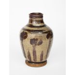 ‡ William Staite Murray (1881-1962) a stoneware vase, painted with simple Flag Iris flower stems