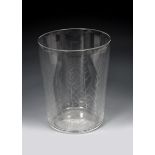 A Stevens & Williams Royal Brierley glass vase designed by Keith Murray, flaring cylindrical form
