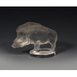 'Sanglier' no. 1157 a modern Lalique clear and frosted glass car mascot, originally designed by Rene
