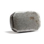 A GEORGE III STEEL SNUFF BOX LATE 18TH CENTURY rectangular with canted corners, inscribed 'Tho