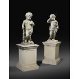A PAIR OF FLEMISH CARVED MARBLE ALLEGORICAL FIGURES ATTRIBUTED TO JAN CLAUDIUS DE COCK (1667-