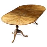 A WALNUT TWIN PEDESTAL DINING TABLE IN 18TH CENTURY STYLE EARLY 20TH CENTURY the cross and feather