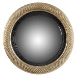 A REGENCY GILTWOOD CONVEX WALL MIRROR EARLY 19TH CENTURY the later plate within an ebonised reeded