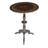 A CONTINENTAL EBONISED AND PARCEL GILT TRIPOD TABLE POSSIBLY ITALIAN, FIRST HALF 19TH CENTURY the