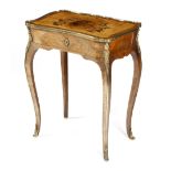 λ A ROSEWOOD AND MARQUETRY TABLE A ECRIRE IN LOUIS XVI STYLE EARLY 19TH CENTURY, RETAILED BY EDWARD