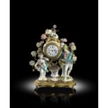 AN ORMOLU AND PORCELAIN MOUNTED MANTEL CLOCK MID-18TH CENTURY AND LATER the eight day watch movement