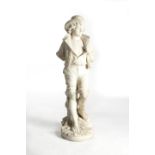 AN ITALIAN MARBLE FIGURE OF A YOUTH BY CESARE LAPINI FLORENCE, b.1848 standing on a naturalistic