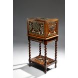 λ AN INDO-PORTUGUESE ROSEWOOD, HARDWOOD AND IVORY INLAID CABINET ON STAND GUJARAT OR SINDH