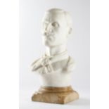 A MARBLE BUST OF A MOUSTACHIOED GENTLEMAN POSSIBLY FRENCH, LATE 19TH / EARLY 20TH CENTURY mounted on