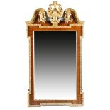 A WALNUT AND GILTWOOD WALL MIRROR IN GEORGE II STYLE 19TH CENTURY the rectangular plate within a