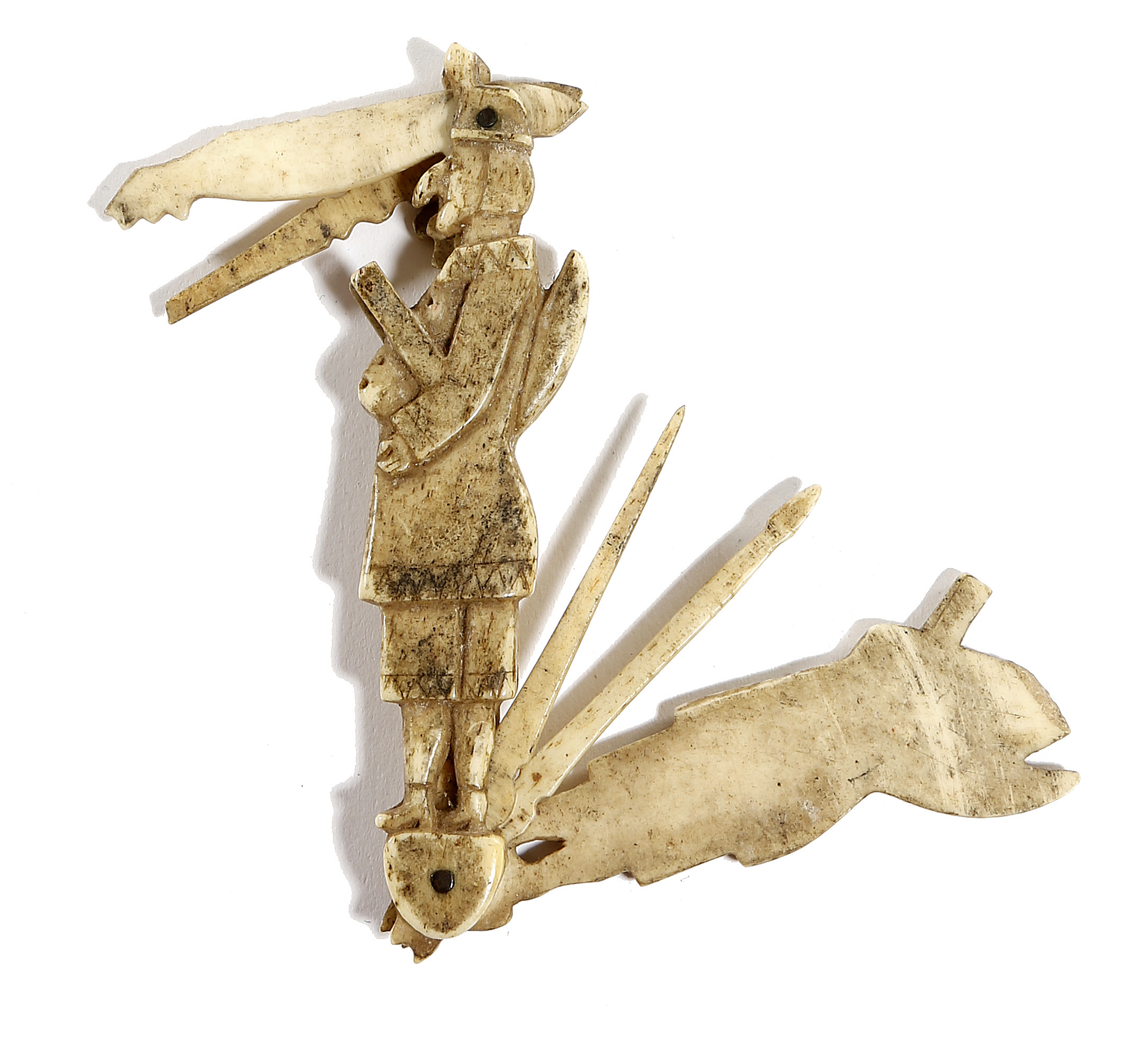 A NAPOLEONIC FRENCH PRISONER OF WAR CARVED BONE FOLDING PIPE CLEANER EARLY 19TH CENTURY in the - Image 2 of 2