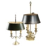 A FRENCH ORMOLU BOUILLOTTE LAMP IN LOUIS XVI STYLE EARLY 20TH CENTURY with an adjustable tole shade,