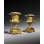 A PAIR OF FINE AND RARE FRENCH LOUIS XVI ORMOLU MOUNTED WHITE MARBLE VASES AFTER THE BORGHESE VASE