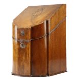 A GEORGE III MAHOGANY KNIFE BOX LATE 18TH CENTURY AND LATER inlaid with tulipwood banding and