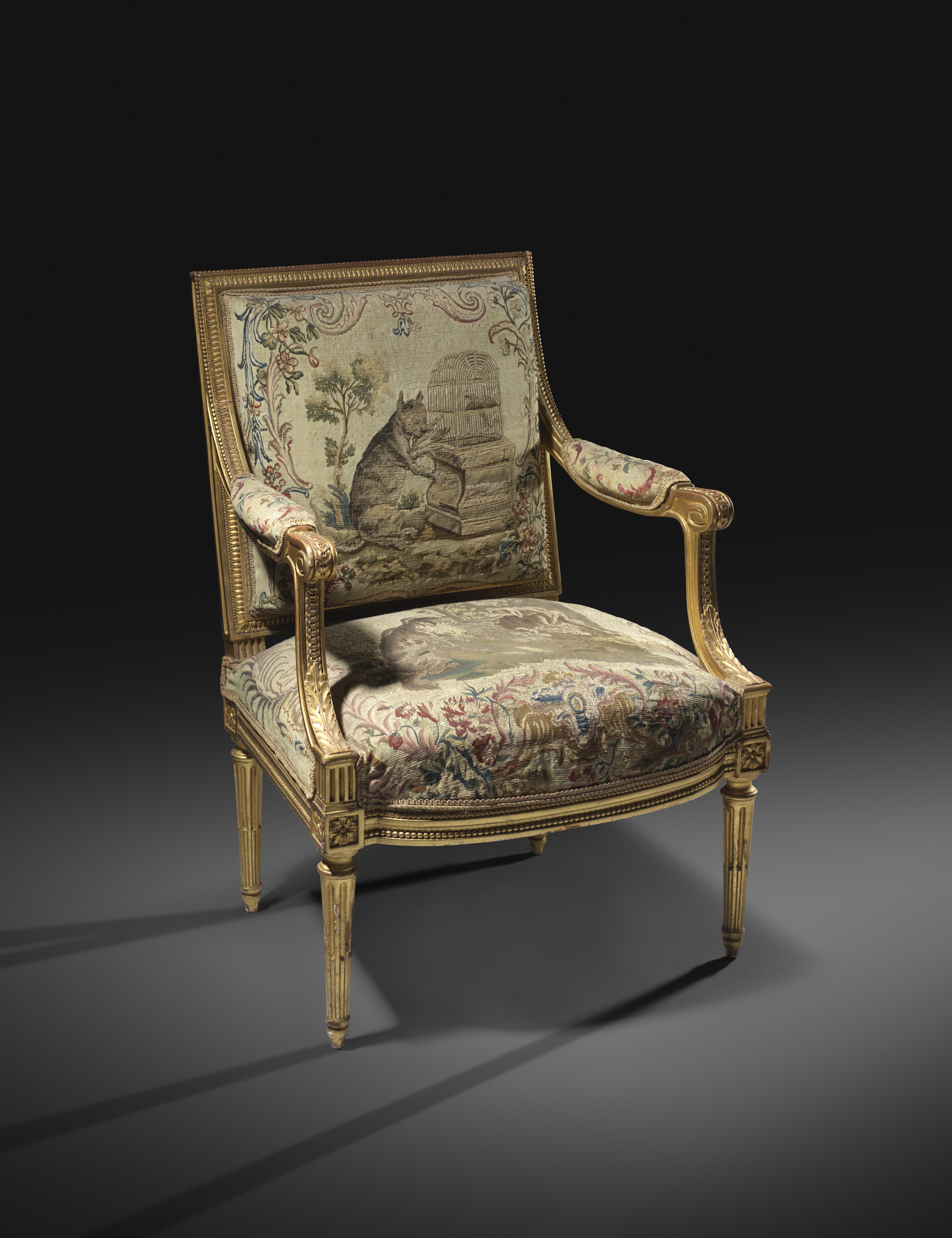 A SET OF EIGHT FRENCH GILTWOOD FAUTEUILS IN LOUIS XVI STYLE AFTER A MODEL BY GEORGES JACOB, THIRD - Image 2 of 2