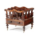 λ A WILLIAM IV ROSEWOOD CANTERBURY EARLY 19TH CENTURY with four divisions, decorated with leaves