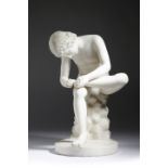 AFTER THE ANTIQUE AN ITALIAN MARBLE FIGURE OF SPINARIO LATE 19TH CENTURY the young boy seated on a