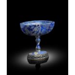 AN AUSTRIAN LAPIS LAZULI TAZZA IN RENAISSANCE STYLE VIENNA, LAST QUARTER 19TH CENTURY with silver