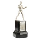 AN EARLY 20TH CENTURY SILVER BOXING TROPHY BY GOLDSMITHS AND SILVERSMITHS, LONDON 1929 modelled as a