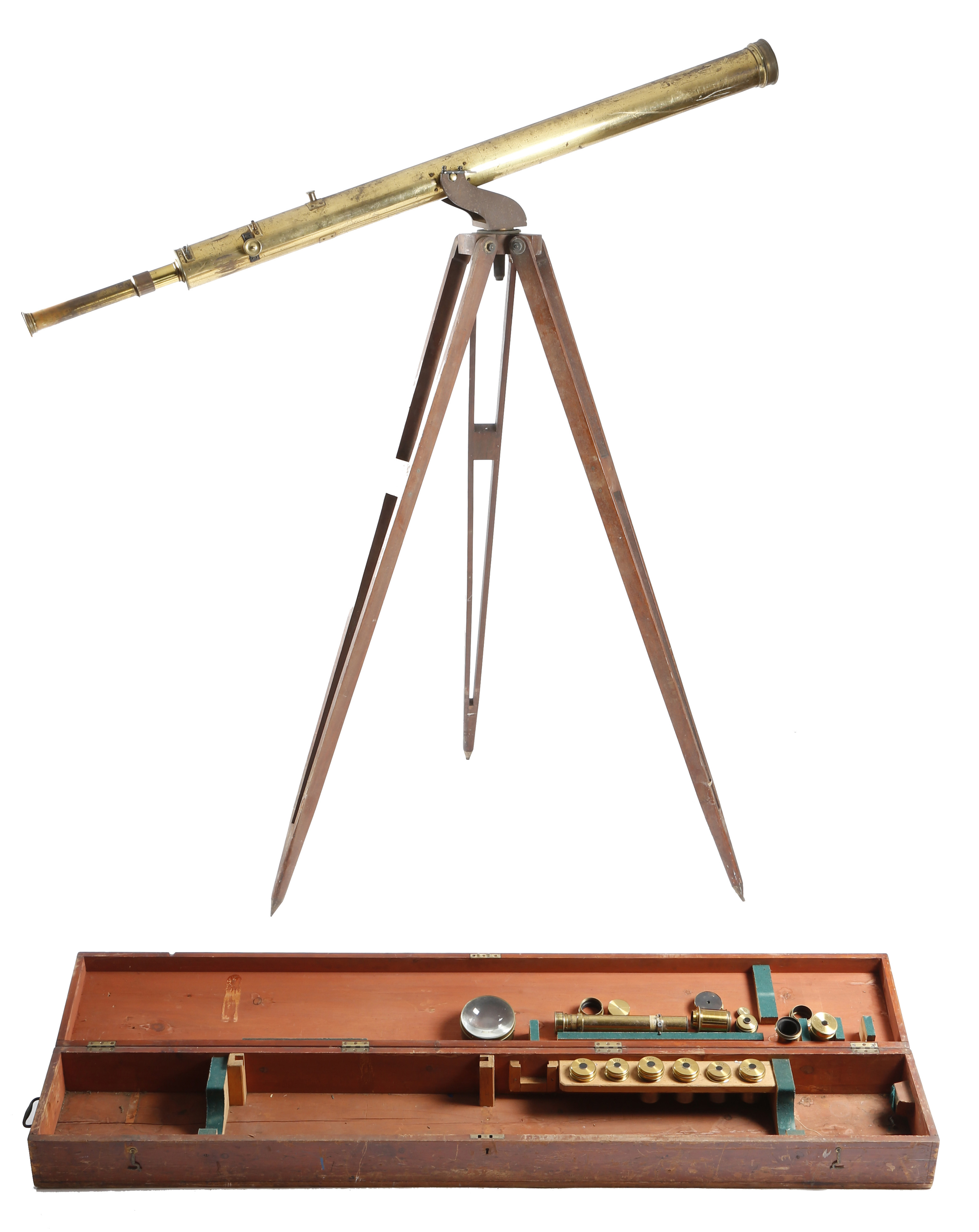 A 19TH CENTURY BRASS REFRACTING TELESCOPE BY DOLLOND OF LONDON the four and three quarter inch