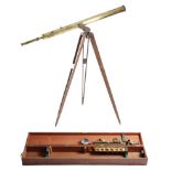 A 19TH CENTURY BRASS REFRACTING TELESCOPE BY DOLLOND OF LONDON the four and three quarter inch