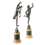 A PAIR OF 19TH CENTURY FRENCH BRONZE GRAND TOUR FIGURES OF MERCURY AND FORTUNA AFTER GIAMBOLOGNA