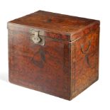 A CHINESE PENWORK TEA CHEST LATE 19TH / EARLY 20TH CENTURY decorated with butterflies and
