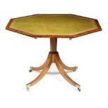 λ A ROSEWOOD AND SATINWOOD LIBRARY TABLE EARLY 19TH CENTURY AND LATER the octagonal tilt-top inset