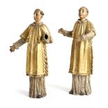 A PAIR OF CARVED LIMEWOOD AND POLYCHROME PAINTED FIGURES OF FRIARS SOUTH GERMAN, LATE 17/ EARLY 18TH