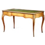 A VICTORIAN WALNUT AND MARQUETRY BUREAU PLAT IN LOUIS XV STYLE c.1870 with gilt brass mounts, the