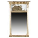 A REGENCY GILTWOOD PIER MIRROR EARLY 19TH CENTURY the rectangular plate flanked by fluted columns