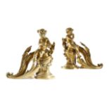 A PAIR OF FRENCH ORMOLU CHENETS IN LOUIS XV STYLE LATE 19TH CENTURY each modelled with a