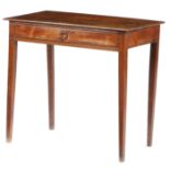 A GEORGE III PINE AND FRUITWOOD COUNTRY SIDE TABLE c.1800 fitted with a frieze drawer, on square