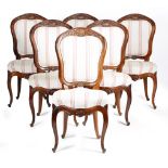 λ A SET OF SIX 19TH CENTURY ROSEWOOD DINING CHAIRS each with a cartouche shape back