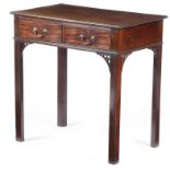 AN EARLY GEORGE III MAHOGANY SIDE TABLE c.1770 fitted with a pair of frieze drawers, on moulded