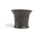 A CHARLES II DATED BRONZE MORTAR BY EDWARD NEALE OF BURFORD the body cast with two pairs of fleur-