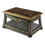 A WILLIAM IV EBONY AND BRASS BOULLE MARQUETRY LETTER BOX c.1830-40 of tapering form, the hinged