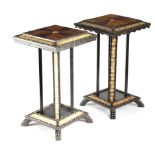 TWO SIMILAR ANGLO-INDIAN EBONY AND PORCUPINE QUILL OCCASIONAL TABLES CEYLONESE, LATE 19TH / EARLY