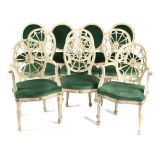 A SET OF SIX PAINTED DINING CHAIRS IN GEORGE III STYLE 19TH CENTURY AND LATER each with an oval