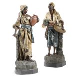 A PAIR OF AUSTRIAN PAINTED TERRACOTTA MOORISH FIGURES BY JOHANN MARESCH, LATE 19TH / EARLY 20TH