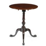 A GEORGE II MAHOGANY TRIPOD TABLE MID-18TH CENTURY the circular tilt-top on a ring turned stem