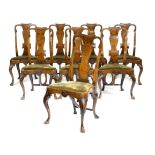 A SET OF EIGHT WALNUT DINING CHAIRS IN QUEEN ANNE STYLE POSSIBLY IRISH, EARLY 20TH CENTURY each with